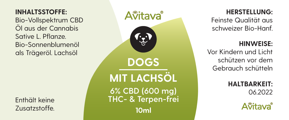 Avitava CBD Vollspektrum Tropfen CBDÖl (6) für Hunde mit Lachsöl